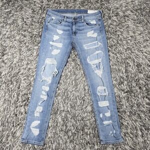 Rag & Bone Dre Jeans Womens 28 Light Wash Distressed Ripped Skinny Denim